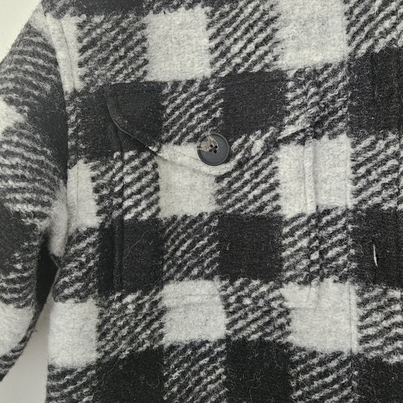 Allsaints Women Fenix Wool Blend Check Jacket Size US 2 In Black White Oversized - Picture 6 of 11